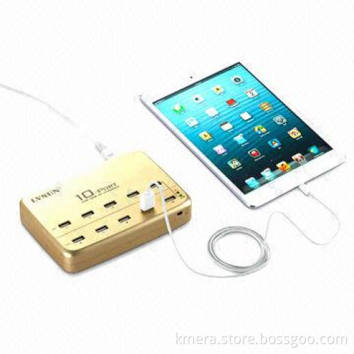USB Charger, 10 Output Ports, Charge 10 Devices at Same Time/for All Related 5V Electronic Devices